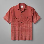 faded red short-sleeved camp shirt image